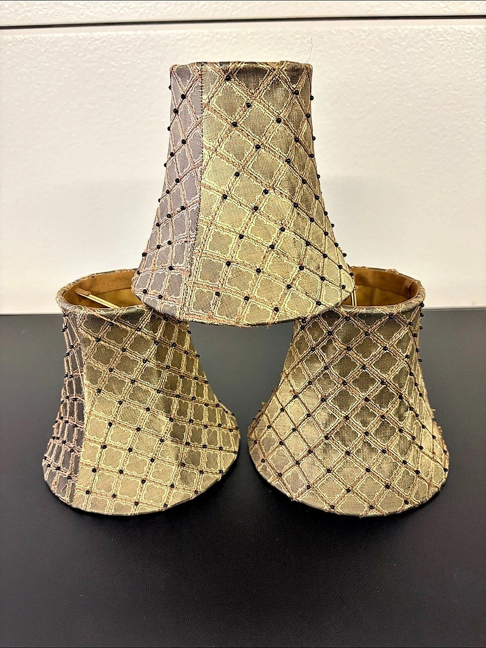 Set of 3 Gold Geometric Light or Lamp Shades